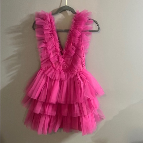 Pink Ruffled Mini Dress - Picture 1 of 6